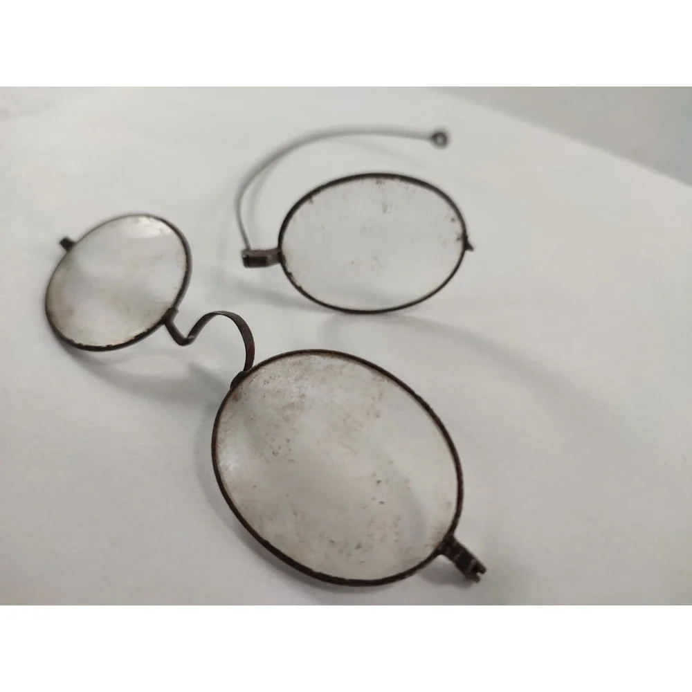 Antique Victorian Oval Spectacles Steel Wire Frame Saddle Bridge Civil War‎ Era
